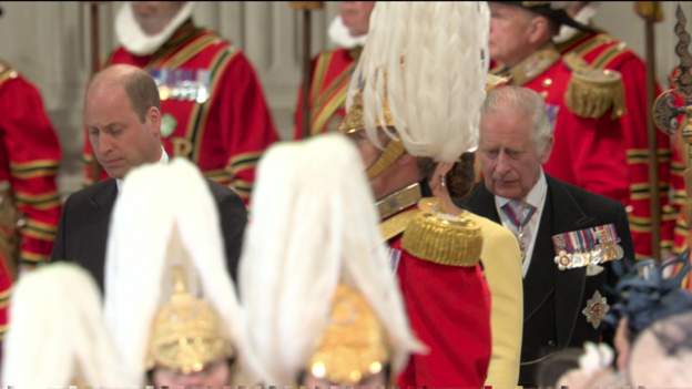 Prince Charles seated at 70th anniversary ceremony procession