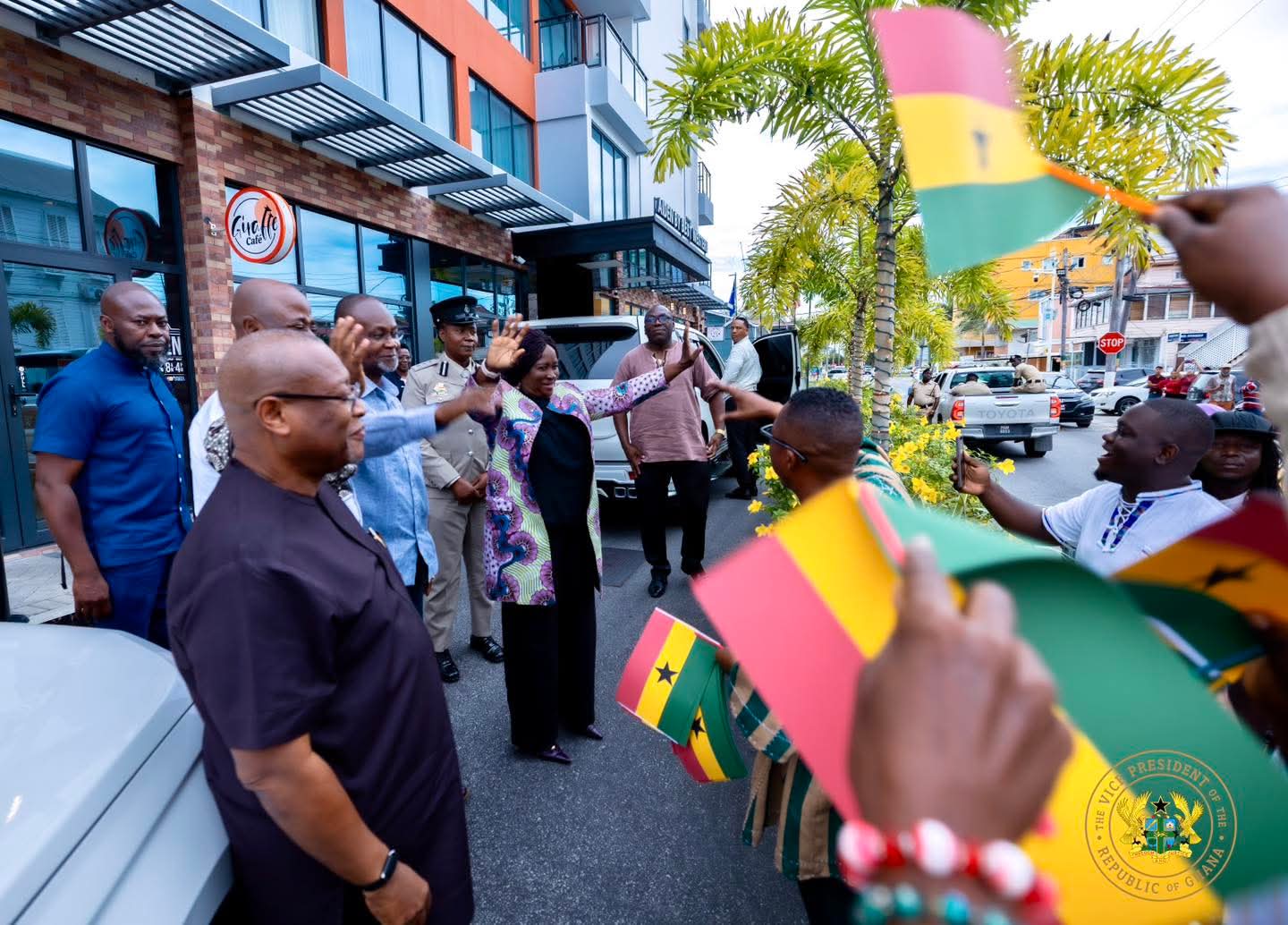 Vice President Opoku-Agyemang arrives in Georgetown for Guyana’s 60th Independence Anniversary